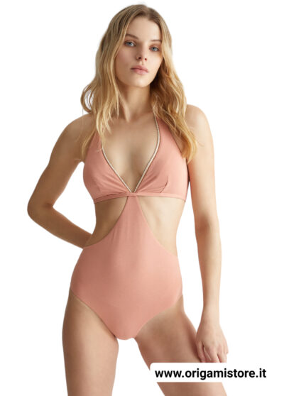 LIU JO VA4011J4652 Costume intero a triangolo rosa con lurex