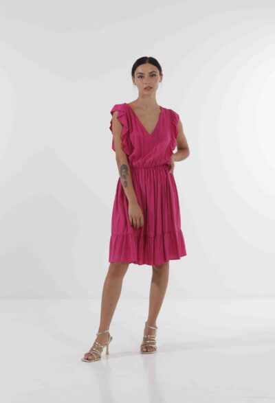 MIMÌ MUÀ Firenze MRAI-4347 Abito corto fucsia con volant