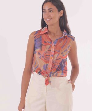 MIMÌ MUÀ Firenze MSAI-1659 Camicia cropped con nodo fantasia