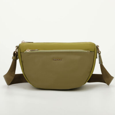 MIMÌ MUÀ Firenze M8-Y200955 Tracolla in nylon verde dettaglio similpelle