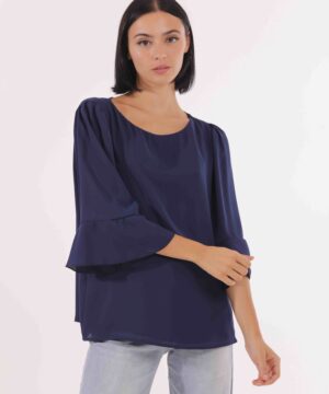 MIMÌ MUÀ Firenze MSAI-1645 Blusa blu maniche tre quarti