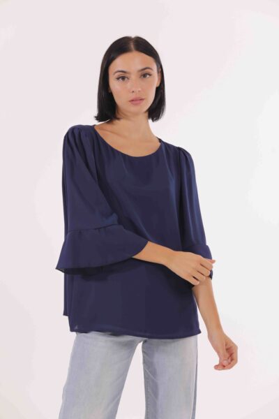 MIMÌ MUÀ Firenze MSAI-1645 Blusa blu maniche tre quarti