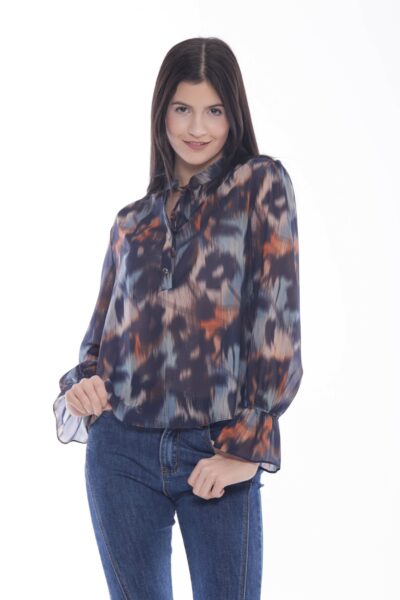 MIMÌ MUÀ Firenze MRAL-1742 Blusa fantasia chiné blu con lurex