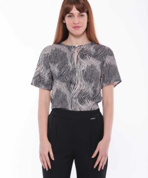 MIMÌ MUÀ Firenze MRAL-1747 Blusa maniche corte fantasia zebra