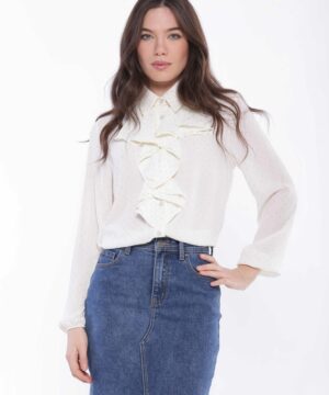 MIMÌ MUÀ Firenze MRAL-1753 Camicia panna in georgette strass