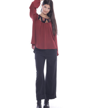 MIMÌ MUÀ Firenze MRAL-2719 Pantalone nero con risvolto