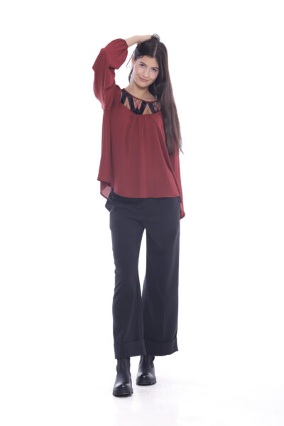 MIMÌ MUÀ Firenze MRAL-2719 Pantalone nero con risvolto