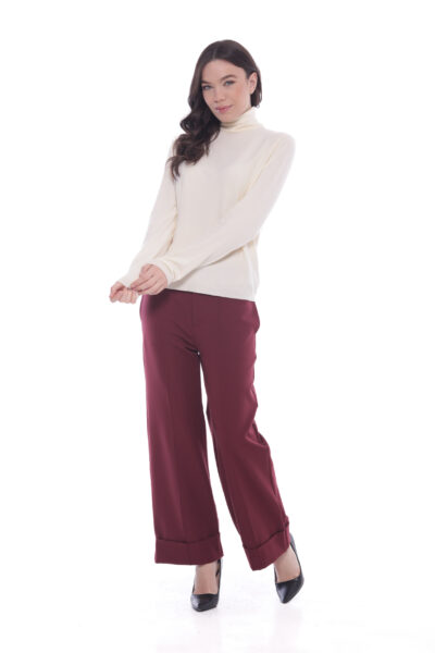 MIMÌ MUÀ Firenze MRAL-2719 Pantalone bordeaux con risvolto