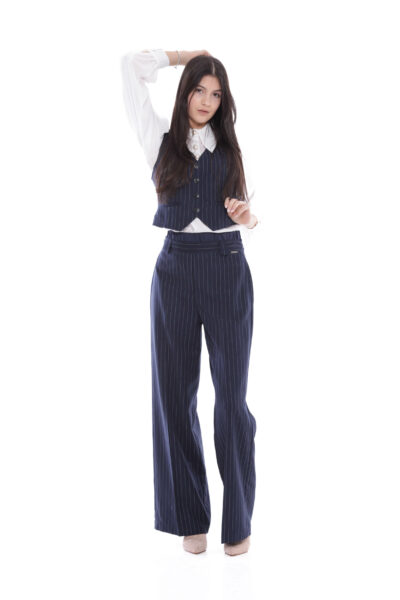 MIMÌ MUÀ Firenze MSAL-2693 Pantalone palazzo gessato blu