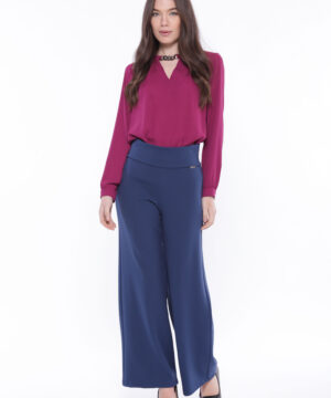 MIMÌ MUÀ Firenze MSAL-2698 Pantalone palazzo crêpe blu