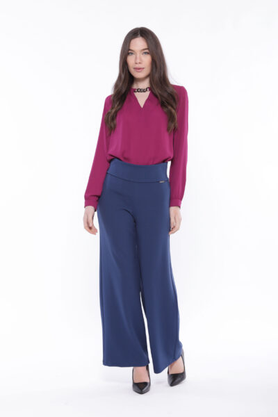 MIMÌ MUÀ Firenze MSAL-2698 Pantalone palazzo crêpe blu