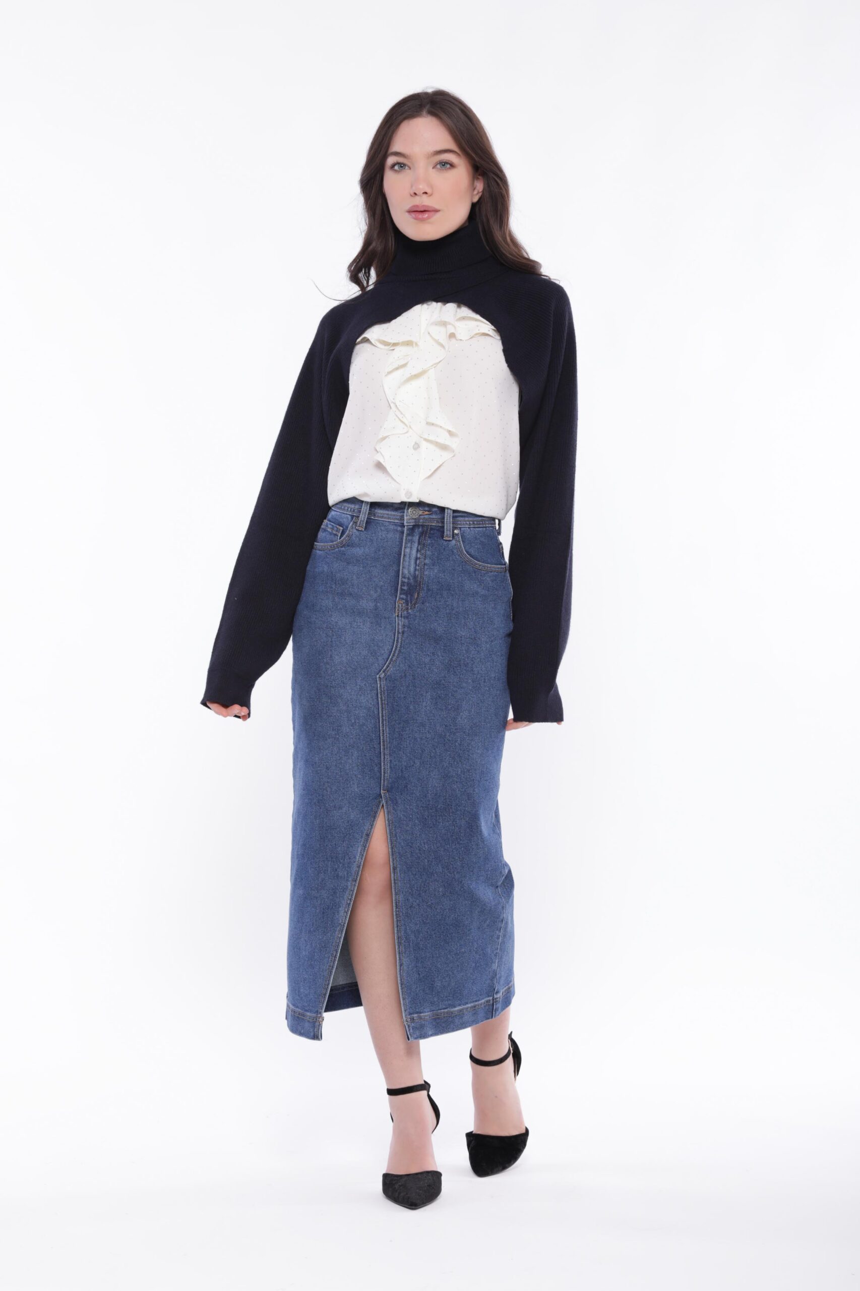 MIMI MUA Firenze ZDAL 5264 Gonna longuette di jeans blu