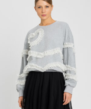 TWINSET 242LI2DAA Felpa mélange con volant in tulle