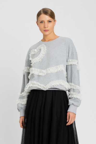 TWINSET 242LI2DAA Felpa mélange con volant in tulle