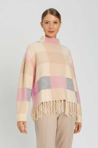 TWINSET 242LI3ZAA Maglia jacquard beige con frange