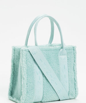 TWINSET 242LI7CGG Borsa shopper verde in faux fur effetto furry