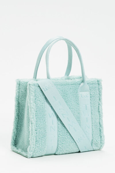 TWINSET 242LI7CGG Borsa shopper verde in faux fur effetto furry