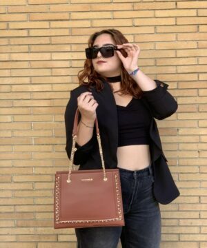 VIVIENNE D V088 Borsa a spalla cuoio con catena