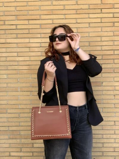 VIVIENNE D V088 Borsa a spalla cuoio con catena