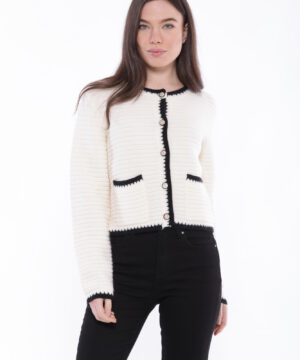 MIMÌ MUÀ Firenze AFAL-3647 Giacca in maglia bianco nero
