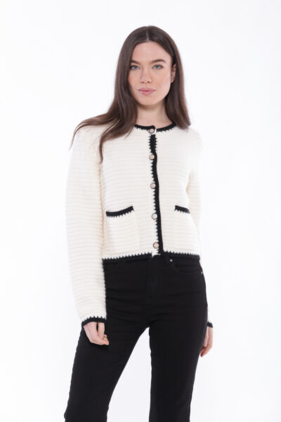 MIMÌ MUÀ Firenze AFAL-3647 Giacca in maglia bianco nero
