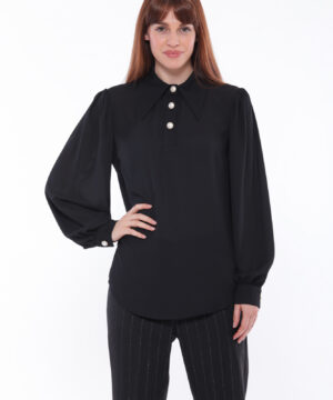 MIMÌ MUÀ Firenze ESAL-1727 Blusa nero in georgette con bottoni