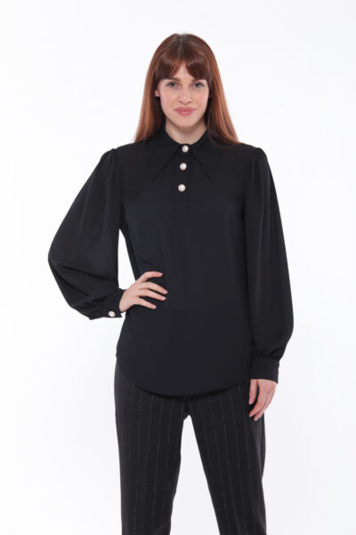 MIMÌ MUÀ Firenze ESAL-1727 Blusa nero in georgette con bottoni