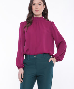 MIMÌ MUÀ Firenze ESAL-1728 Blusa ciclamino collo coreana