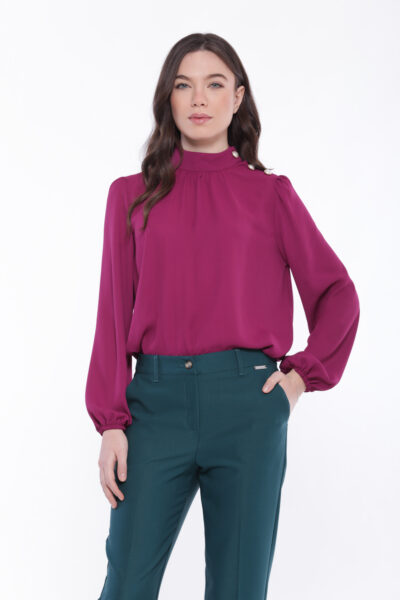 MIMÌ MUÀ Firenze ESAL-1728 Blusa ciclamino collo coreana