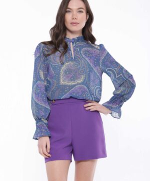MIMÌ MUÀ Firenze MRAL-1751 Blusa fantasia cachemire ottanio
