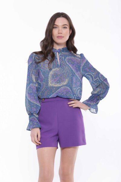 MIMÌ MUÀ Firenze MRAL-1751 Blusa fantasia cachemire ottanio