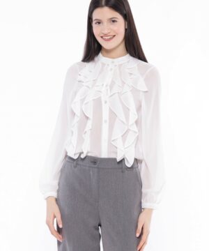 MIMÌ MUÀ Firenze MRAL-1755 Camicia panna georgette con jabot