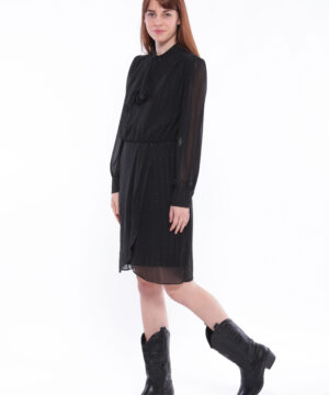 MIMÌ MUÀ Firenze MRAL-4377 Abito corto nero in georgette a righe