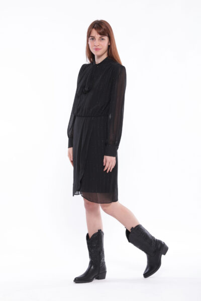 MIMÌ MUÀ Firenze MRAL-4377 Abito corto nero in georgette a righe