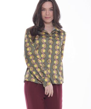 MIMÌ MUÀ Firenze MSAL-1738 Camicia verde fantasia pois