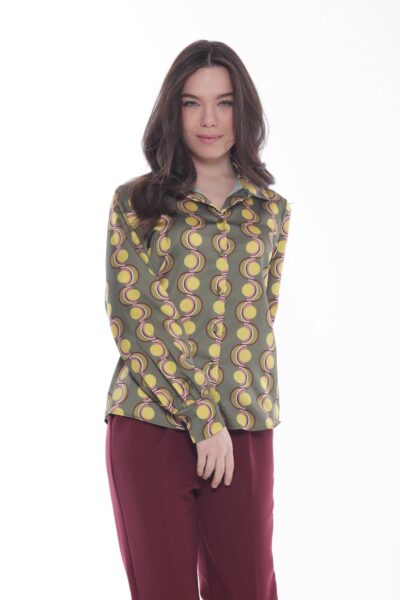 MIMÌ MUÀ Firenze MSAL-1738 Camicia verde fantasia pois