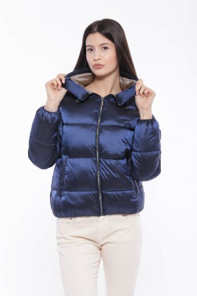 MIMÌ MUÀ Firenze NDAL-6505 Piumino corto blu con cappuccio