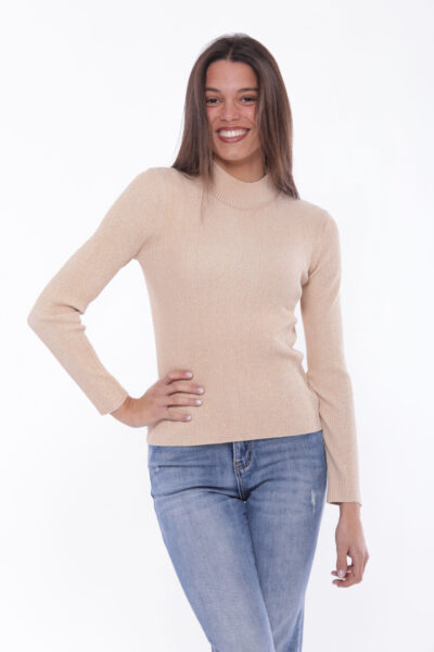 MIMÌ MUÀ Firenze AFAL-3631 Maglia lupetto melangiata cammello