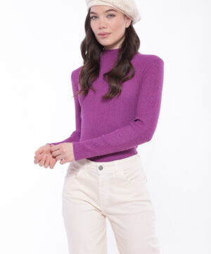MIMÌ MUÀ Firenze AFAL-3631 Maglia lupetto melangiata viola