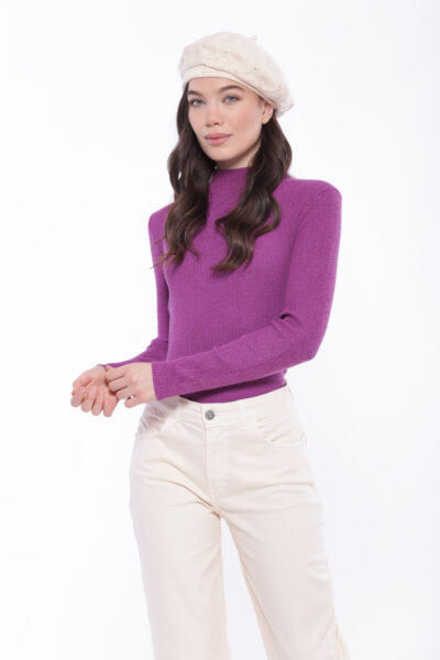 MIMÌ MUÀ Firenze AFAL-3631 Maglia lupetto melangiata viola