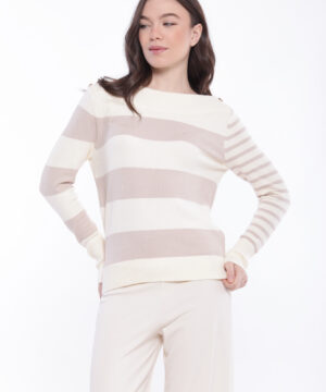 MIMÌ MUÀ Firenze AFAL-3637 Maglia con righe panna beige