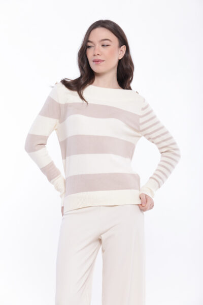 MIMÌ MUÀ Firenze AFAL-3637 Maglia con righe panna beige
