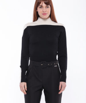 MIMÌ MUÀ Firenze AFAL-3642 Maglia lupetto bicolor nero bianco