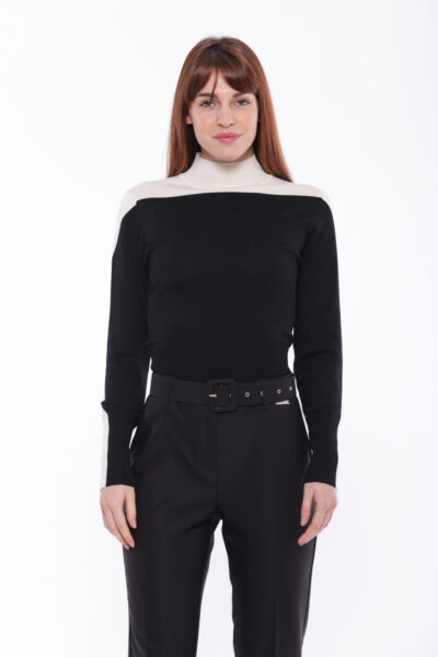MIMÌ MUÀ Firenze AFAL-3642 Maglia lupetto bicolor nero bianco