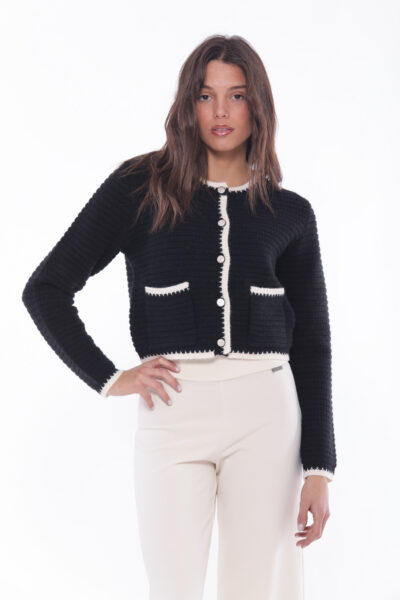 MIMÌ MUÀ Firenze AFAL-3647 Giacca in maglia nero bianco