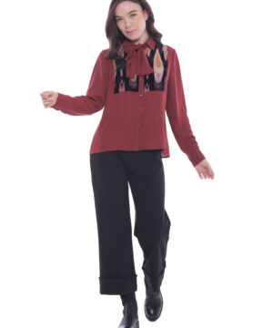 MIMÌ MUÀ Firenze MSAL-2697 Pantalone in crêpe nero con risvolto