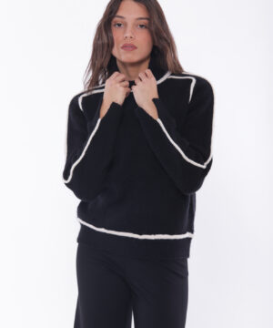 MIMÌ MUÀ Firenze AFAL-3635 Maglia collo alto nero bianco