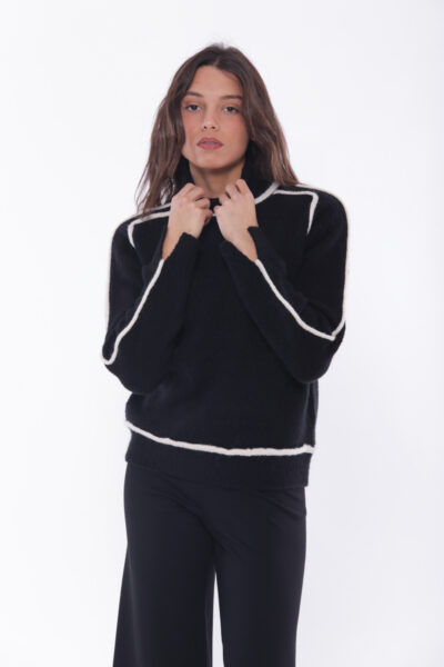 MIMÌ MUÀ Firenze AFAL-3635 Maglia collo alto nero bianco