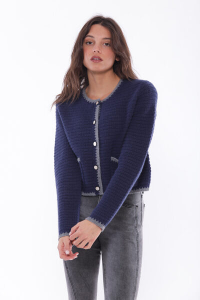 MIMÌ MUÀ Firenze AFAL-3647 Giacca in maglia blu grigio