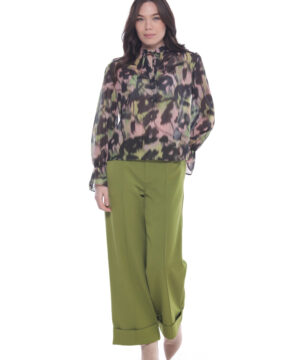 MIMÌ MUÀ Firenze MRAL-2719 Pantalone verde con risvolto
